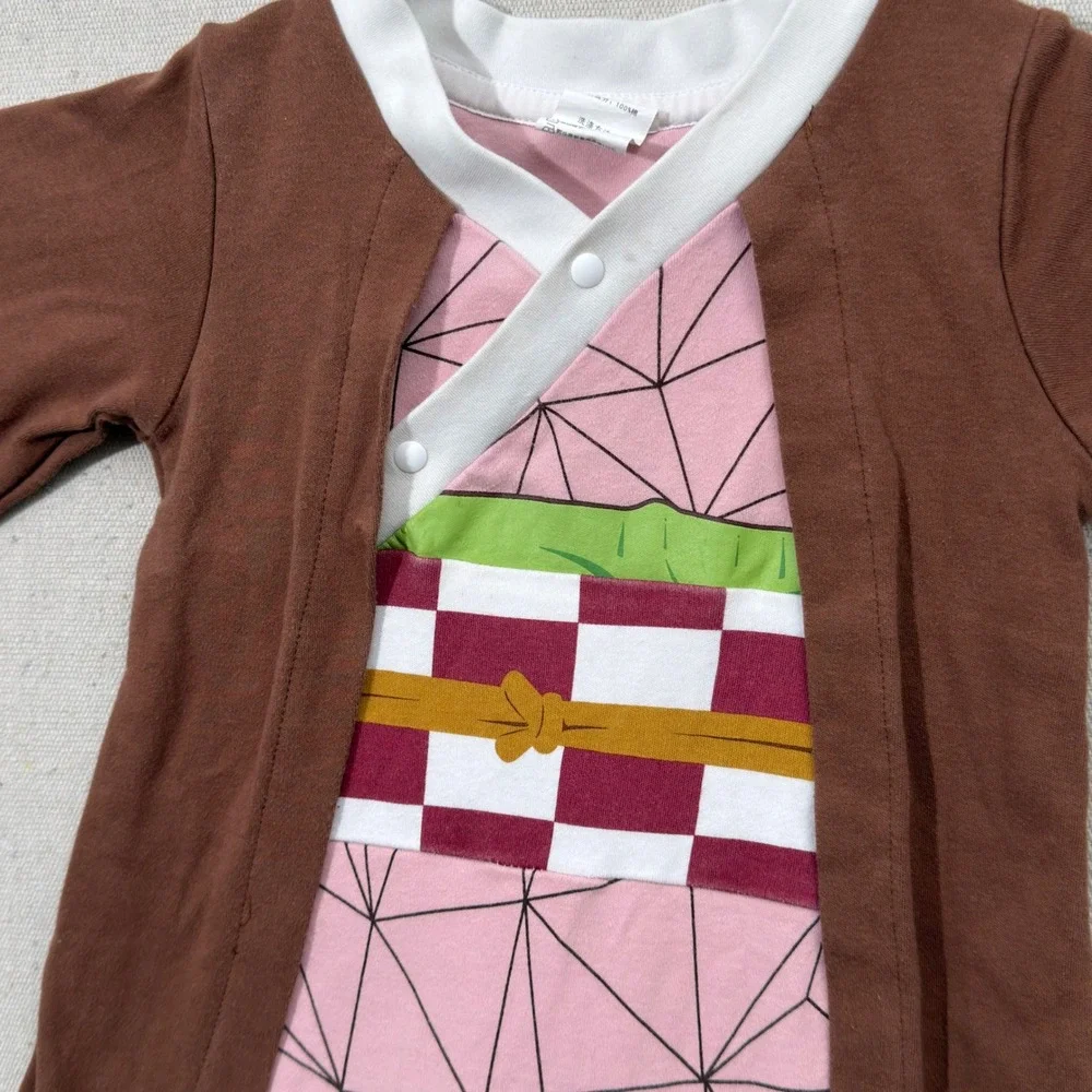 Demon Slayer Nezuko Romper Baby Girls Pink Brown Anime Cosplay